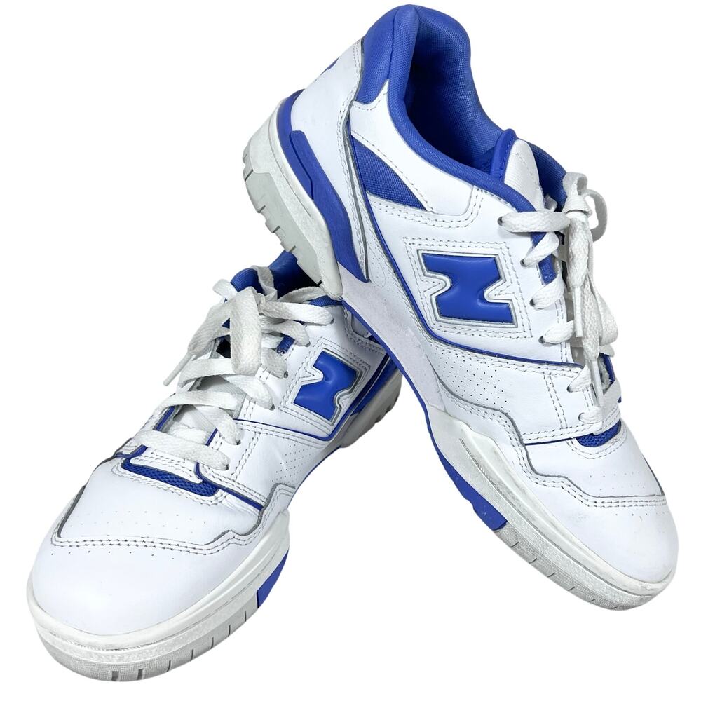 New Balance 550 Sneaker Shoes Women 9 Men 7.5 White Blue #BBW550WB Used in Box